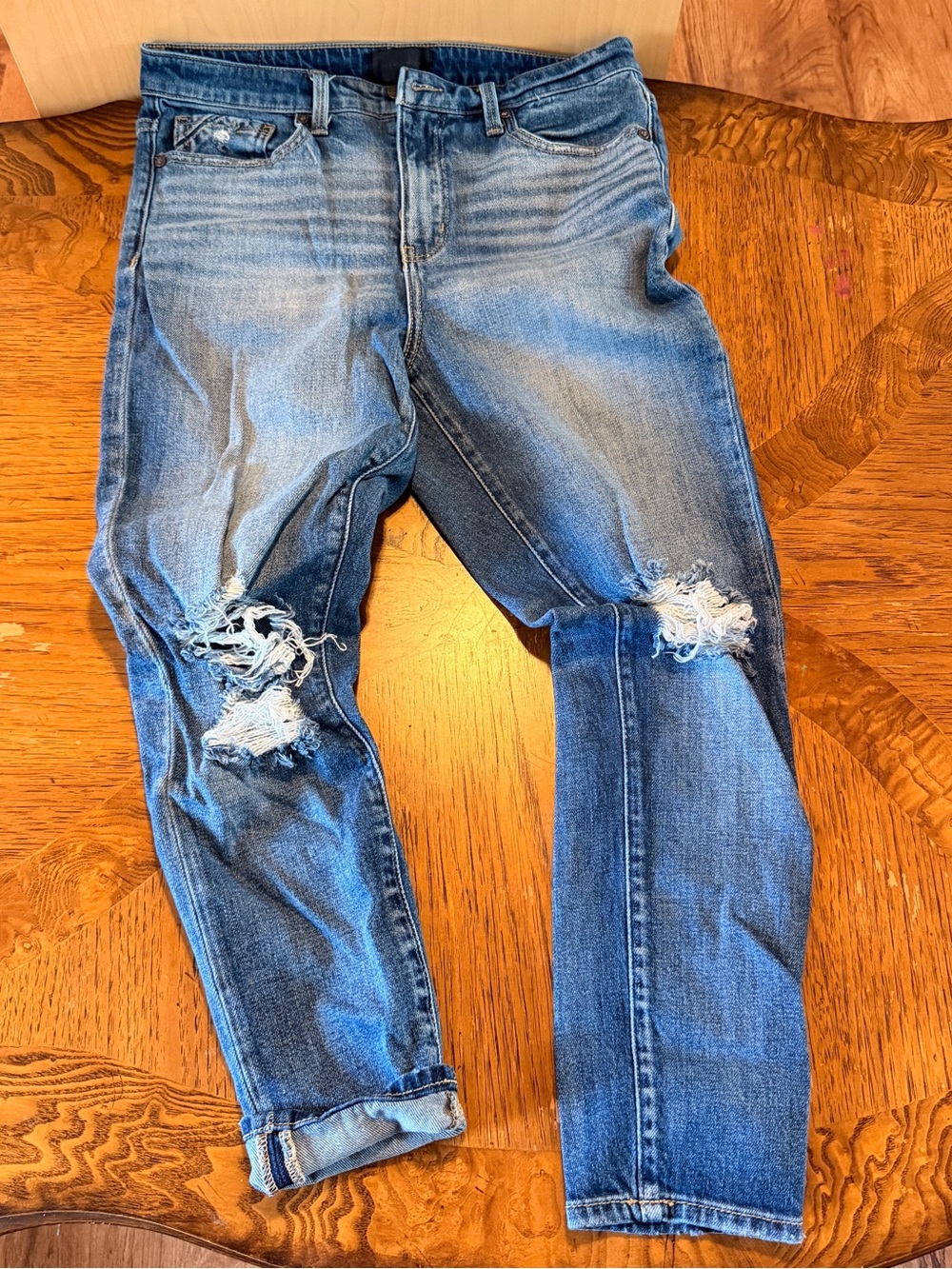 Buckle Women's Distressed Light Blue Boyfriend Jeans